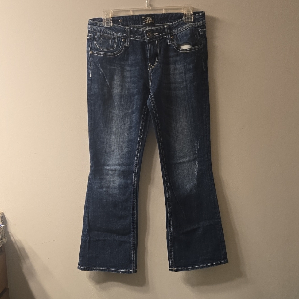 Stylish Boot Cut Jeans in Deep Blue